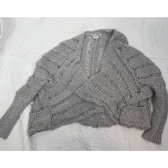 Hayden Los Angeles Women's Size M/L Gray Long Sleeve Cable Loose Knit Cardigan - Picture 1 of 9